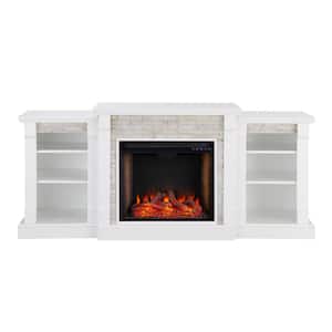 Brenamon Alexa-Enabled 71.75 in. Smart Bookcase Electric Smart Fireplace in White