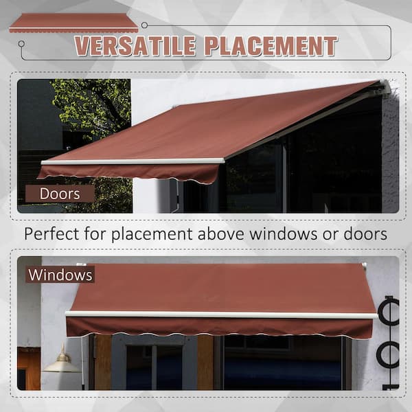 Outsunny 10 X 8 Manual Retractable Sun Shade Patio Awning With Uv Protection And Easy Crank Opening Coffee Brown 840 150cf The Home Depot - Outsunny 10 X 8 Patio Manual Retractable Sun Shade Awning