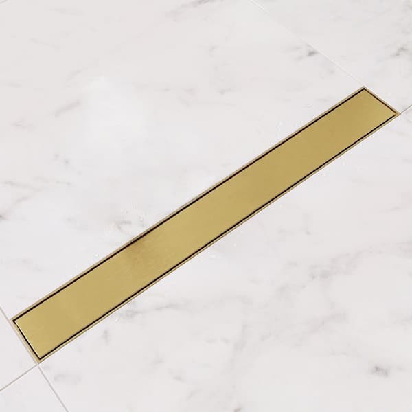 24 in. Linear Shower Drain Stainless Steel with Adjustable Feet in Brushed Gold
