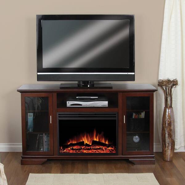 Muskoka Standish 57 in. Media Console Electric Fireplace in Cherry-DISCONTINUED