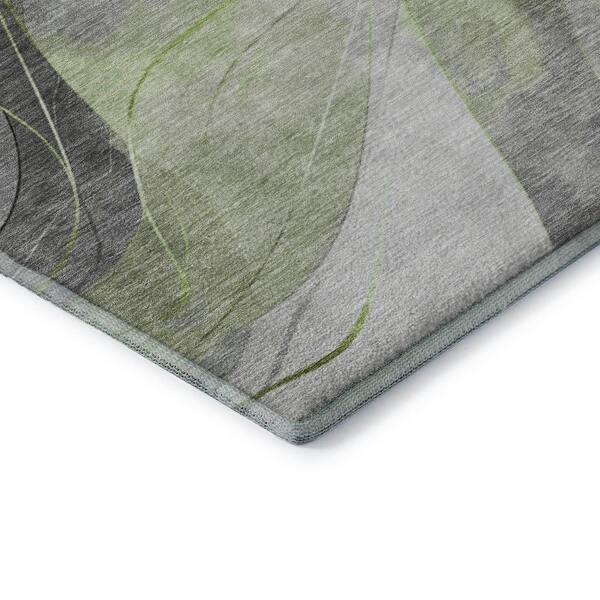 Mayfield Premium Machine Washable Abstract AMF1668 Aloe 3 ft. x 4 ft. Area Rug
