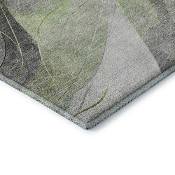Mayfield Premium Machine Washable Abstract AMF1668 Aloe 8 ft. x 10 ft. Area Rug