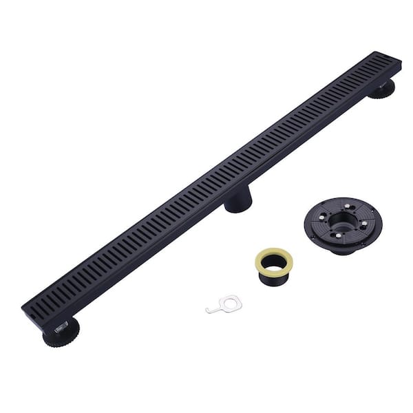 ARCORA 32 in. Linear Shower Drain Stainless Steel with Removable Cover Grate for Bathroom, Matte Black