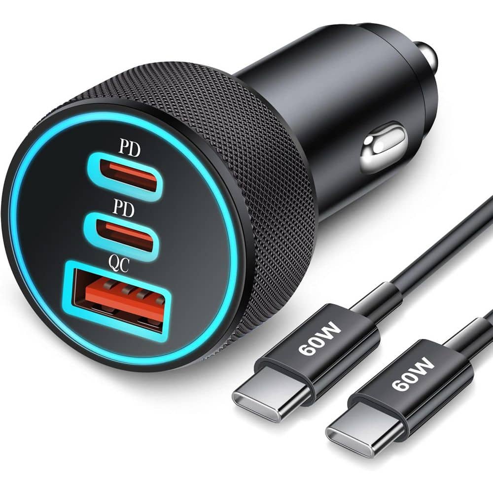 67W 3-Port Fast Type C Car Charger USB C PD/QC Adapter Samsung Galaxy and iPhone 16/15 Pro Max plus 3 ft. USB-C Cable price history on PriceWatchPro