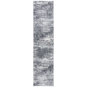 Evoke Ivory/Gray 2 ft. x 11 ft. Solid Runner Rug