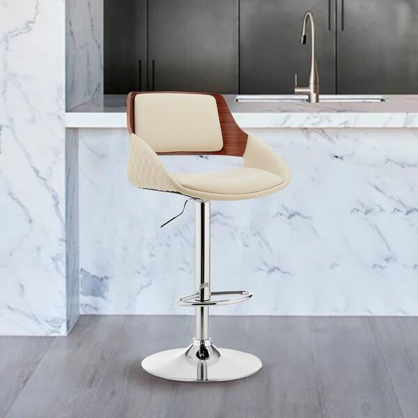 cream and silver bar stools