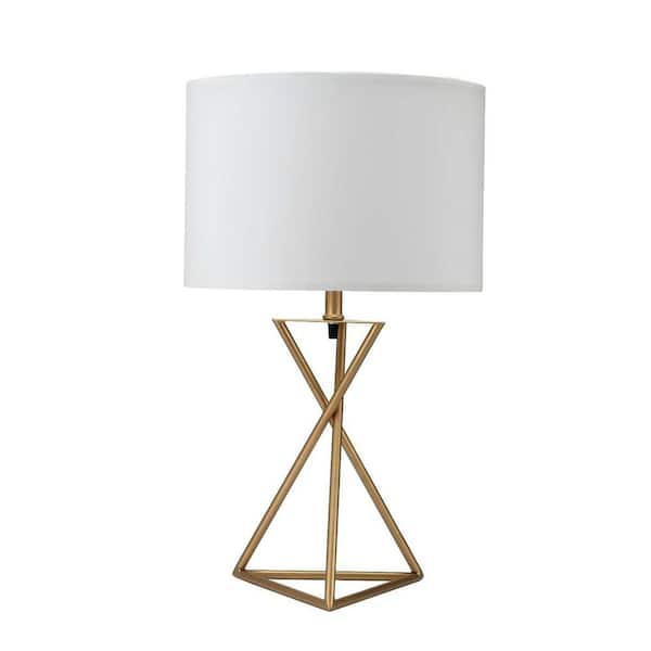 Jushua 26.25 in. H Mid-Century Metal Table Lamp Hourglass Design Task and Reading Matte Gold