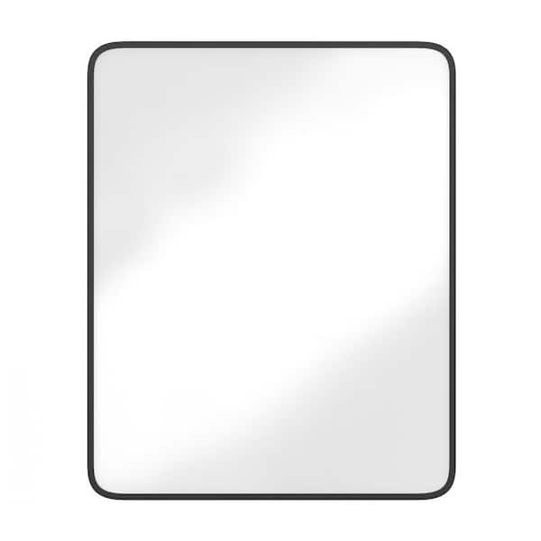 Jolie 24 in. W x 29.75 in. H Rectangular Recessed Bathroom Medicine Cabinet with Mirror, Reversible Metal Frame in Black