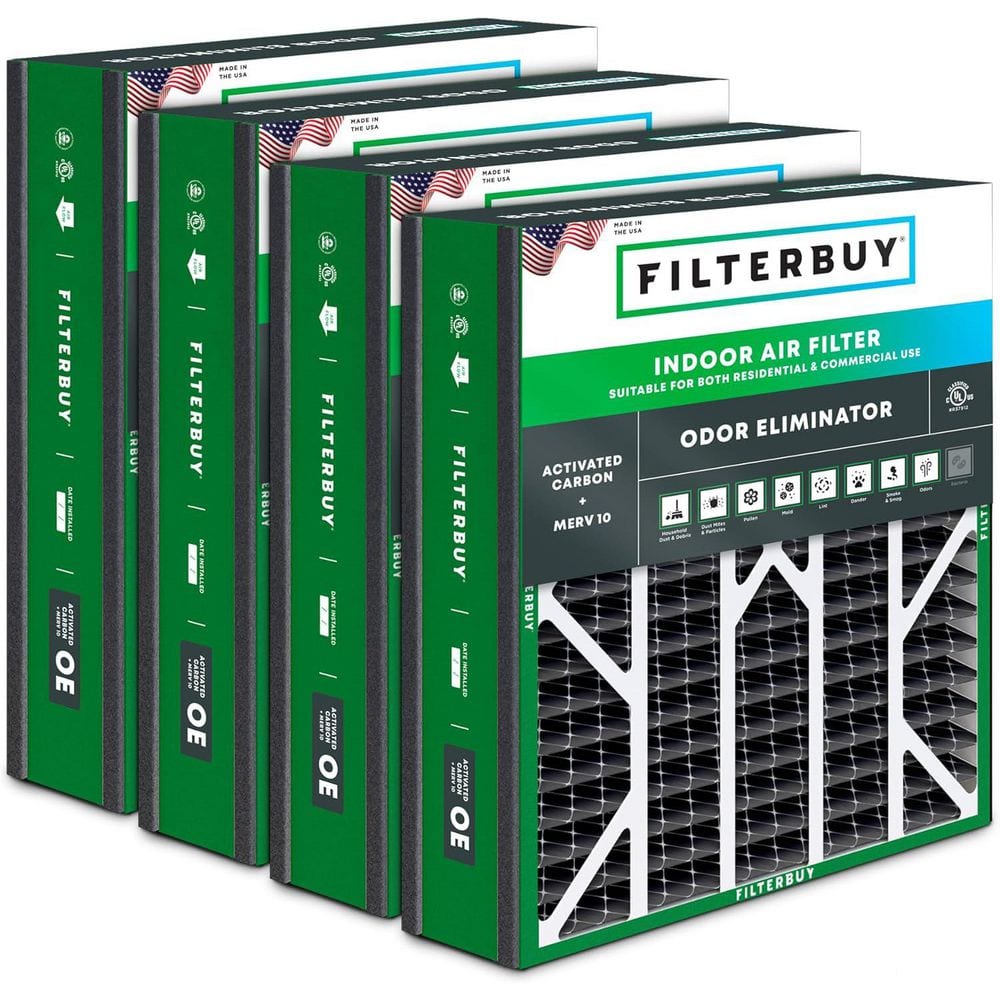20 in. x 25 in. x 5 in. MERV 10 (FPR 6) Odor Eliminator Pleated HVAC AC Furnace Air Filters for Air Bear & More (4-Pack)