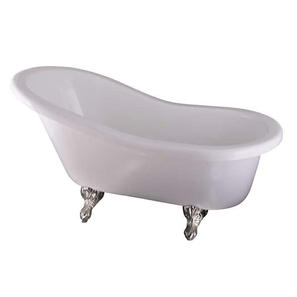 Unbranded 5 ft. Acrylic Ball and Claw Feet Slipper Tub in White