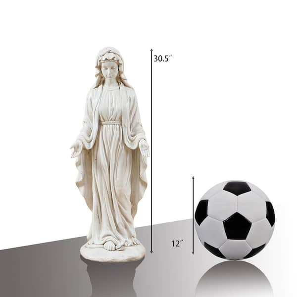 LuxenHome 30.5 in. Ivory MgO Virgin Mary Garden Statue WH004-W