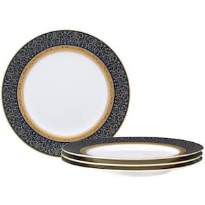 Odessa Cobalt Gold 9 in. White Bone China Accent Plates Set Of 4
