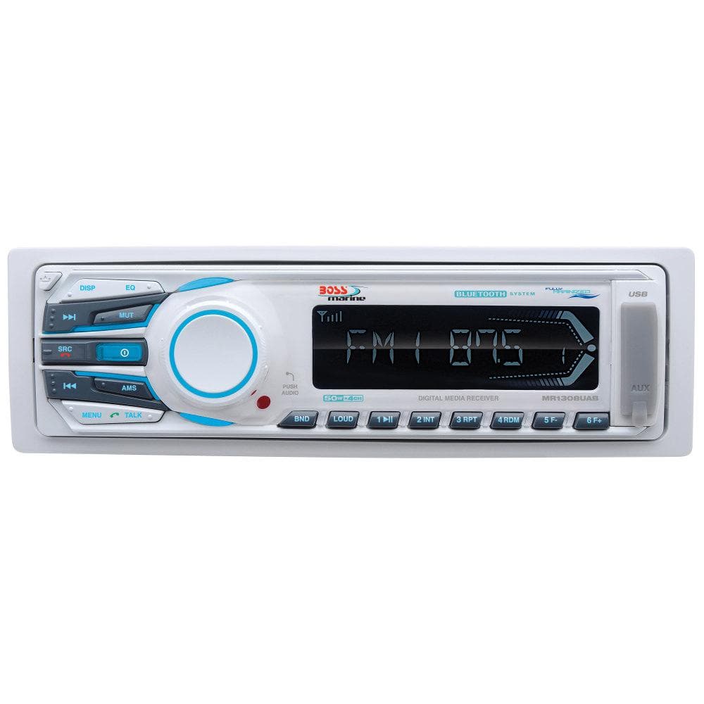 Boss Audio Systems AM/FM/MP3 Compatible Multimedia Bluetooth Receiver with Detachable Panel - No CD/DVD, White -  MR1308UAB