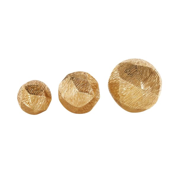 Litton Lane Gold Resin Orbs and Vase Filler with Varying Sizes (3-Pack)