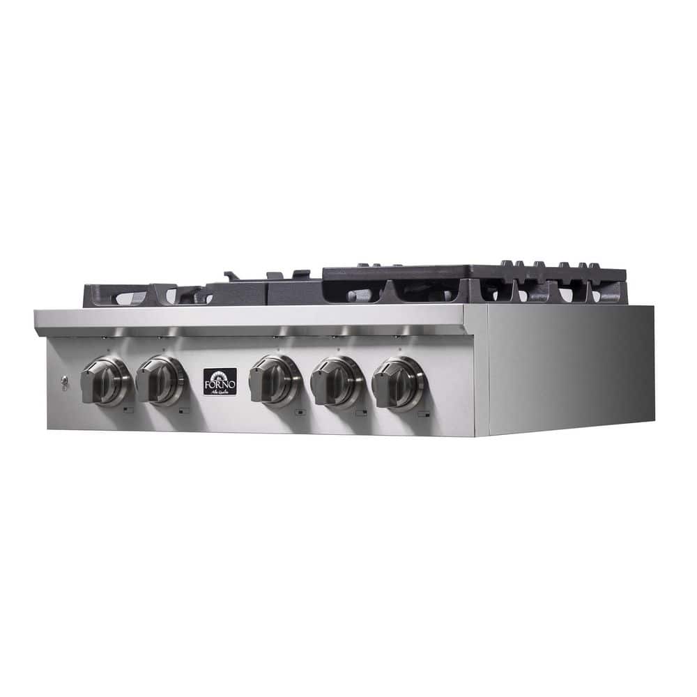 30-inch Stainless Steel 5 Burner Gas Cooktop with Cast Iron Grates