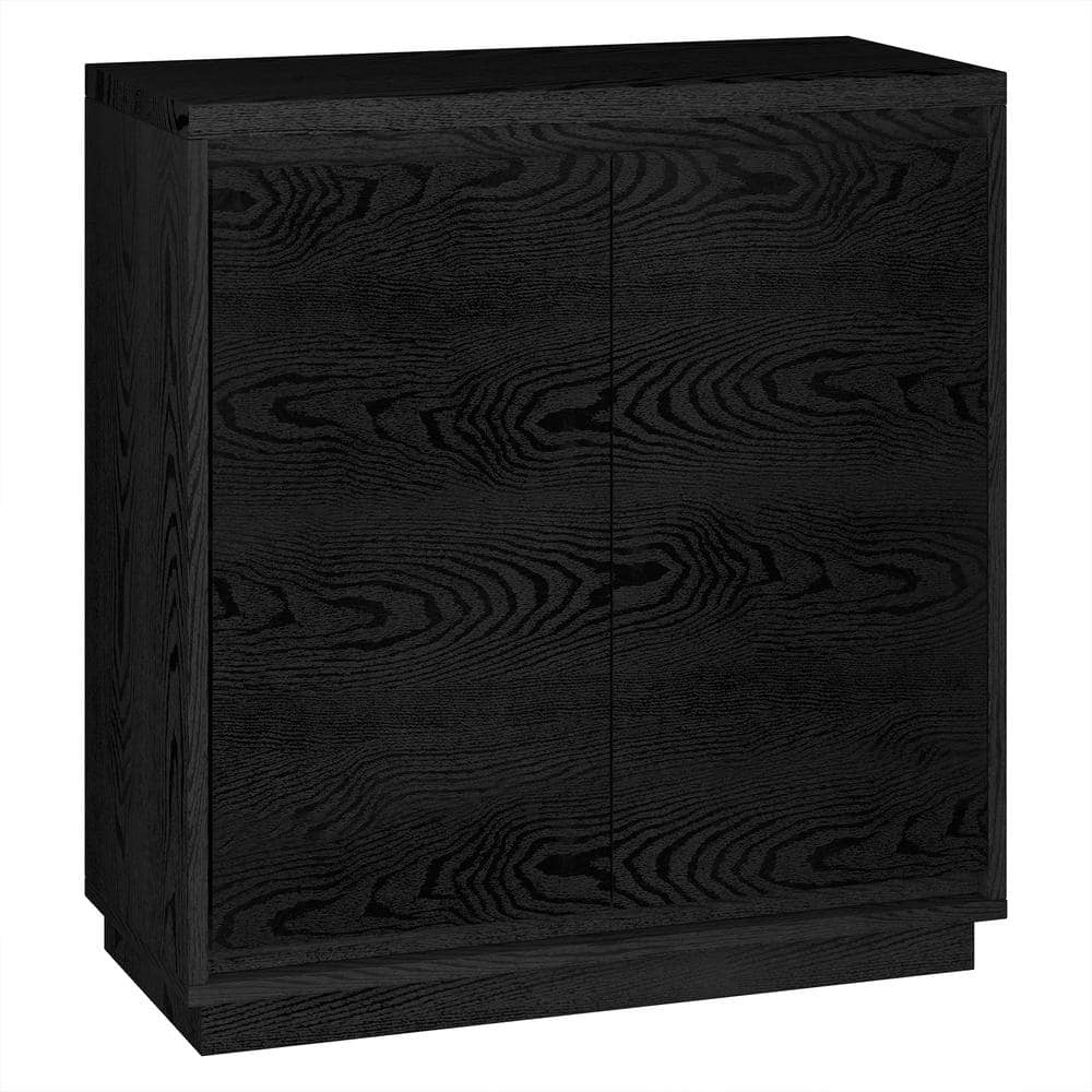 Black Grain MDF Rectangular Accent Cabinet with Adjustable Shelving