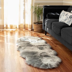 Gray 2 ft. x 6 ft. Pelt Faux Fur Luxuriously Soft and Eco Friendly Area Rug