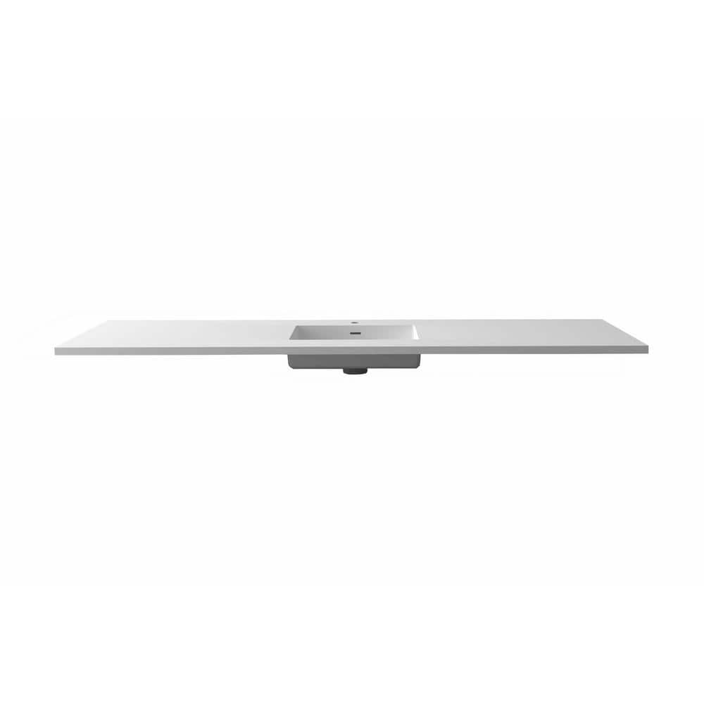 66" Matte White Solid Surface Single Sink Vanity Top