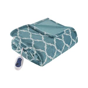 Heated Ogee Teal 60 in. x 70 in. Throw