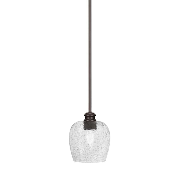 Unbranded Albany 60-Watt 1-Light Espresso Shaded Pendant Light with Smoke Bubble Glass Shade, No Bulbs Included