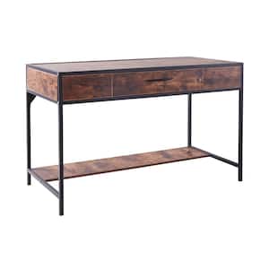 47 in. W Classic Rectangle Writing Desk Brown Wood 1-Drawer Executive Desk with Storage