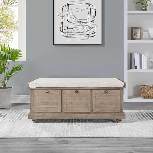 OSP Home Furnishings Dover Storage Bench in Antique Grey Finish