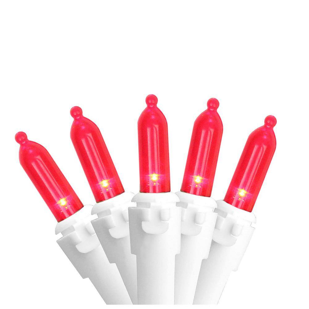Northlight Set of 100 Red LED Mini Christmas Lights White Wire Christmas Light Home Depot