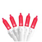 Set of 100 Red LED Mini Christmas Lights - White Wire