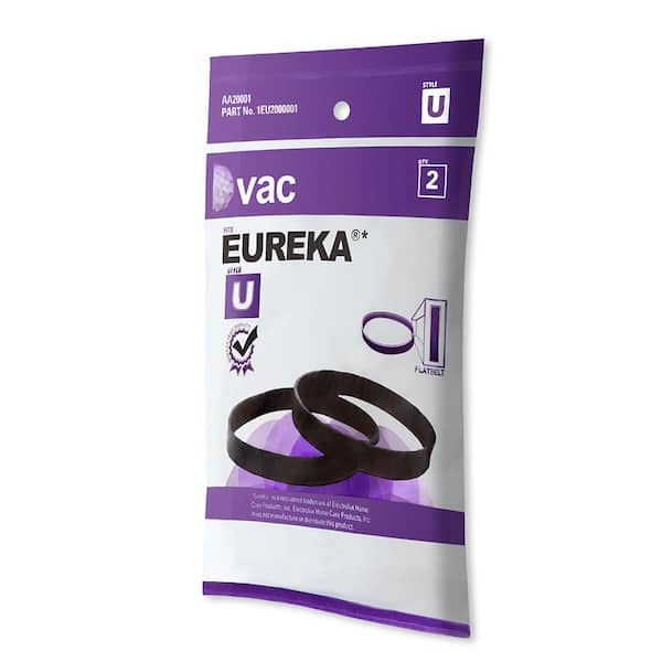 Vacuum Eureka Type-U Belts (2-Pack), Compatible with Eureka Belt-U Upright Vacuum Cleaners, Replacement Part
