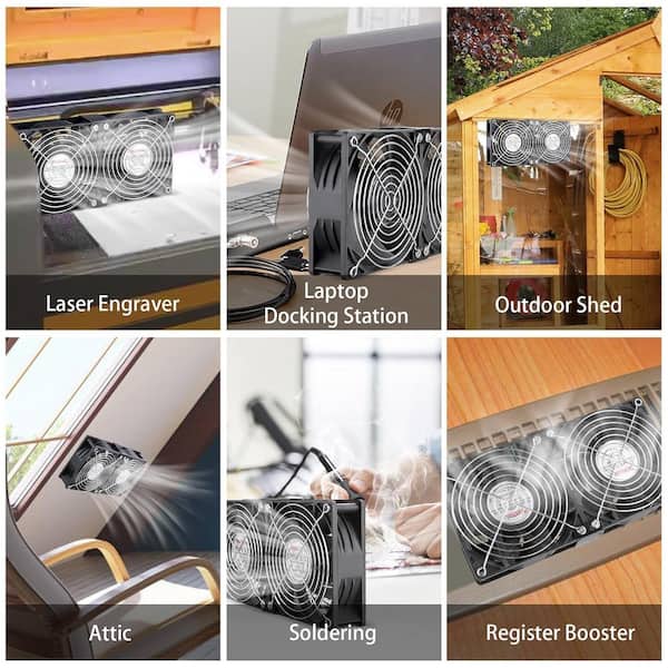 Yichuhaoxi Big Airflow 2 x 120 mm 240 mm Computer Fan with AC Plug Yichuhaoxi Big Airflow 2 x 120 mm 240 mm Computer Fan with AC Plug