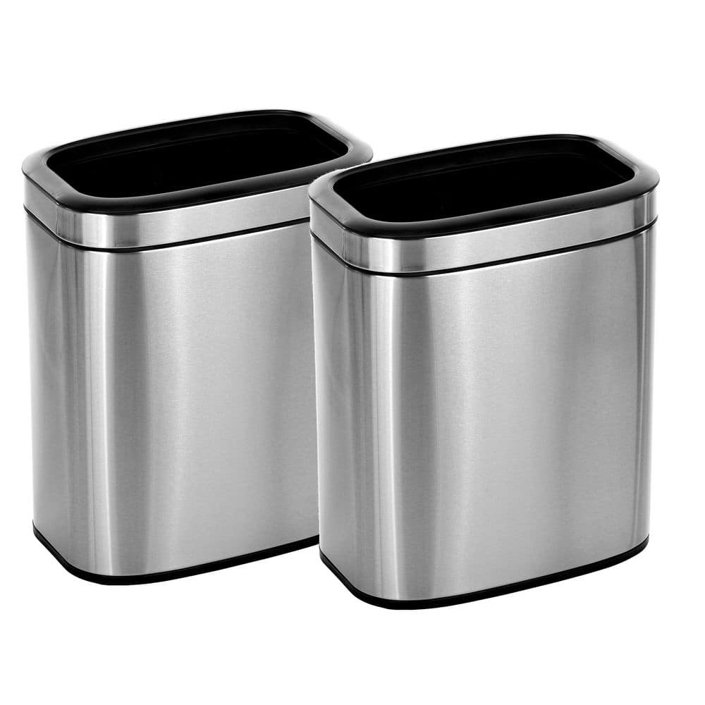 Alpine Industries 40 L / 10.5 Gal Stainless Steel Slim Open Trash Can Dual Compartment