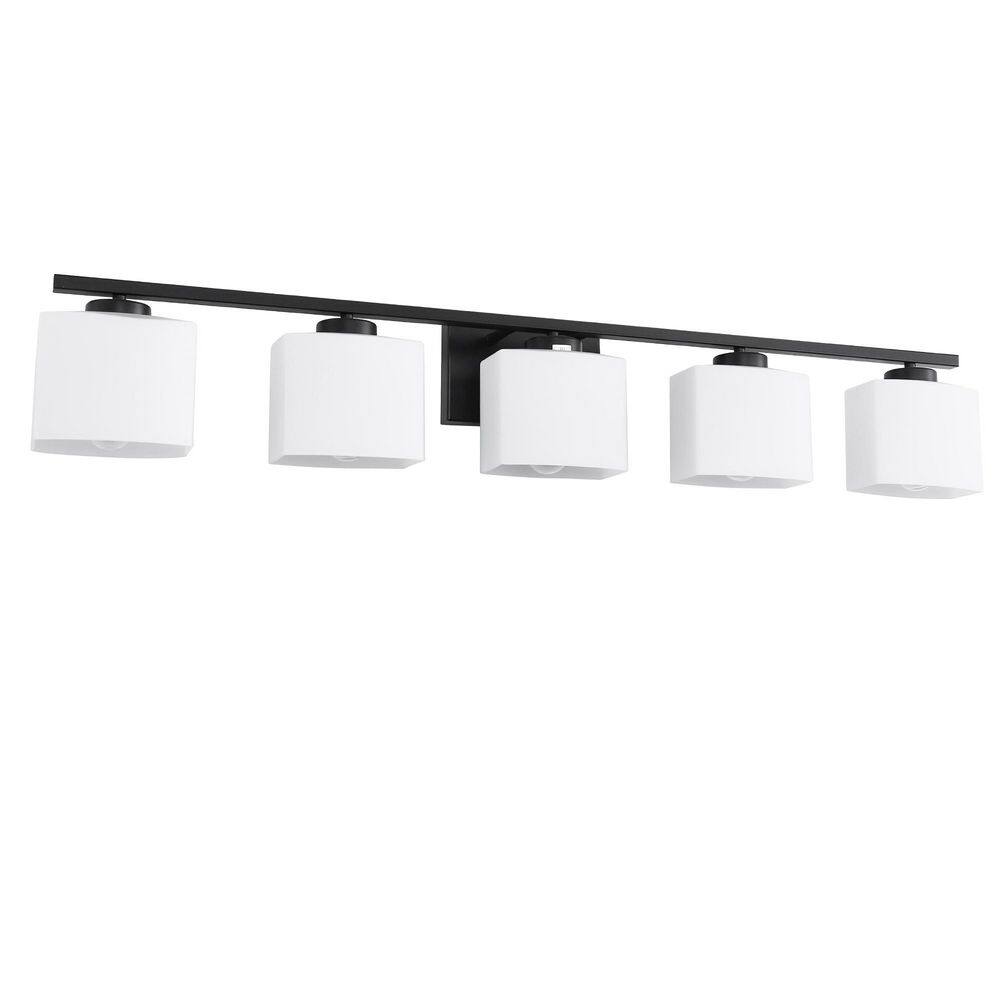 39.8 in. 5-Light Matte Black Bathroom Vanity Light with Square Bar and Square Shade price history on PriceWatchPro