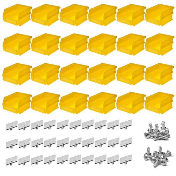 Triton Products LocBin 5-3/8 in. L x 4-1/8 in. W x 3 in. H Yellow Polypropylene Hanging Bin & BinClip Kits, 24 CT