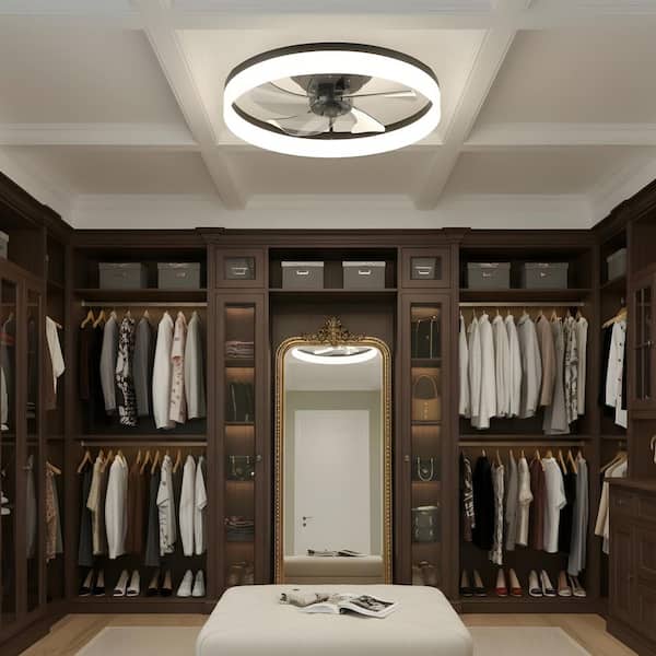 19.7 in. LED Indoor Black Ceiling Fan with Light Kit, Remote/APP Controls