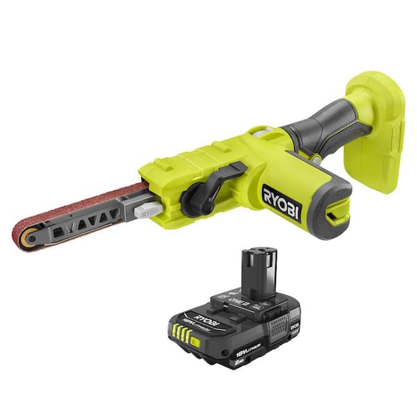 RYOBI ONE 18V Cordless 1 2 in. x 18 in. Belt Sander with 2.0 Ah Battery PSD101B PBP006 The Home Depot