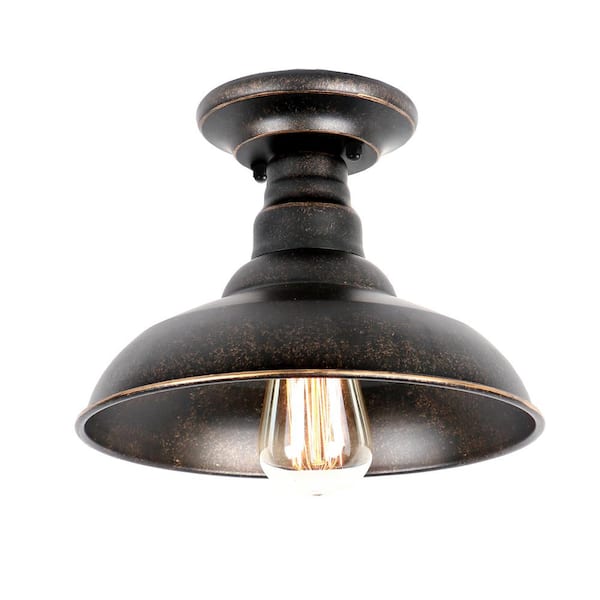 Unbranded 1-Light Oil Rubbed Bronze Outdoor Semi-Flush Mount Light