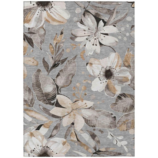 Chantille Machine Washable Indoor/Outdoor Abstract ACN2260 Gray 5 ft. x 7 ft. 6 in. Area Rug