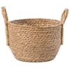 Vintiquewise Decorative Round Small Wicker Woven Rope Storage Blanket Basket with Braided Handles