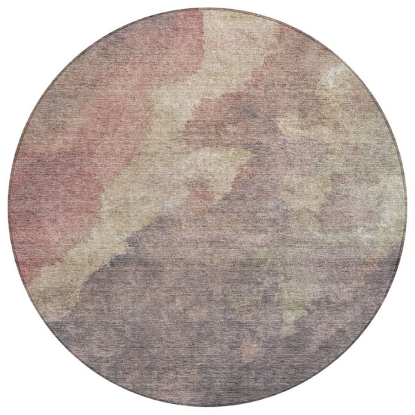 Chantille Machine Washable Indoor/Outdoor Abstract ACN1983 Copper 8 ft. x 8 ft. Round Rug