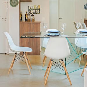 Eames White Pre Assembled Mid Century Modern Style Dining Chair, DSW Shell Plastic Side Chairs (Set of 4)