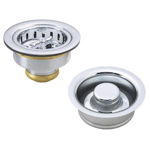 Wing Nut Style Kitchen Basket Strainer with Waste Disposal Flange and Stopper, Polished Chrome