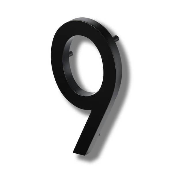 ELITE 10 in. Floating Modern Oversized Cast Aluminum Black House Number #9
