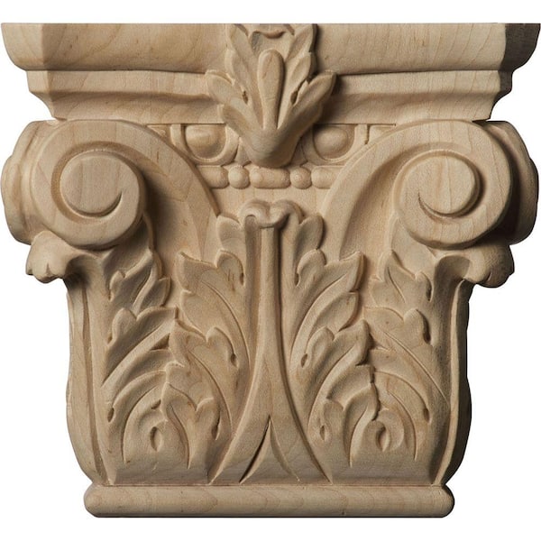 Ekena Millwork 2-1/4 in. x 6-1/4 in. x 5-5/8 in. Unfinished Lindenwood Small Floral Roman Corinthian Capital