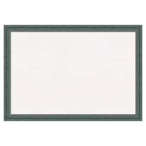 Upcycled Teal Grey Wood White Corkboard 39 in. x 27 in. Bulletin Board Memo Board