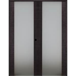 36 in.x 80 in. Left H Active Black Apricot Glass Manufactured Wood Stard Double Prehung French Door