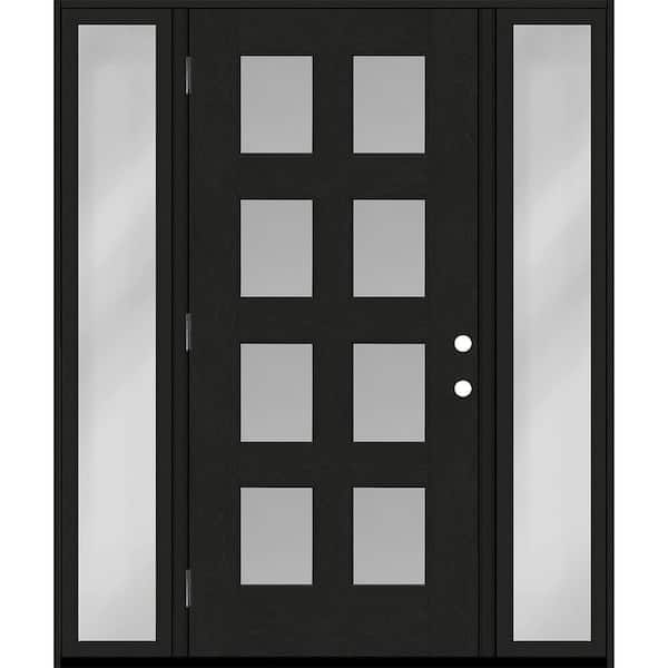 Regency 72 in. x 80 in. 8L Modern Clear Glass RHOS Onyx Stain Fiberglass Prehung Front Door w/Clear 16 in. SLs 6-9/16
