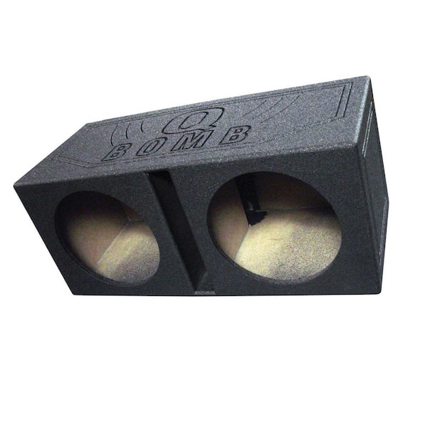 QPower QBOMB12V Dual 12 in. Vented Ported Subwoofer Sub Box with Bedliner Spray