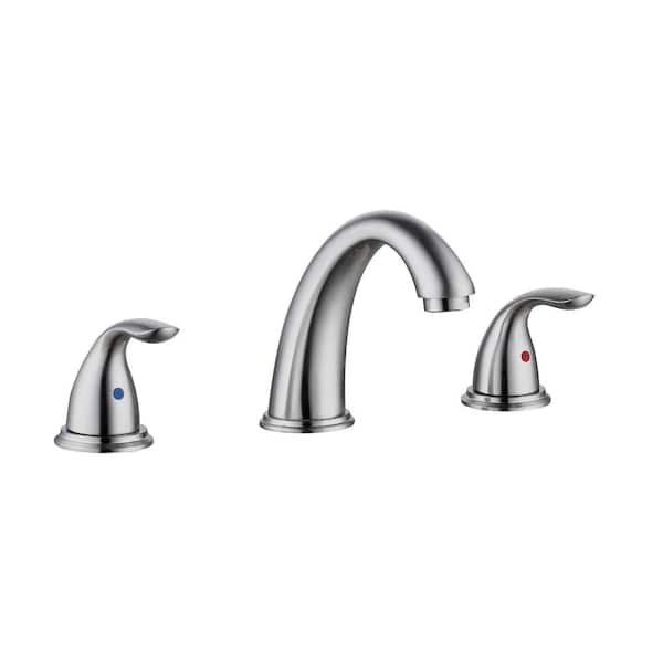 Unbranded 8 in. Widespread 2-Handle Bathroom Faucet With Pop-up Drain Assembly in Brushed Nickel