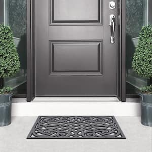 Wrought Iron Grey Outdoor 18 in. x 30 in. Door Mat