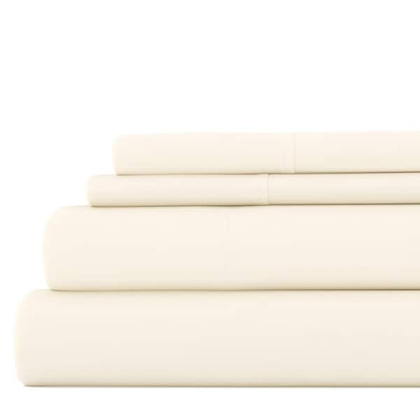 Becky Cameron 4-Piece Ivory Solid Microfiber Full Sheet Set